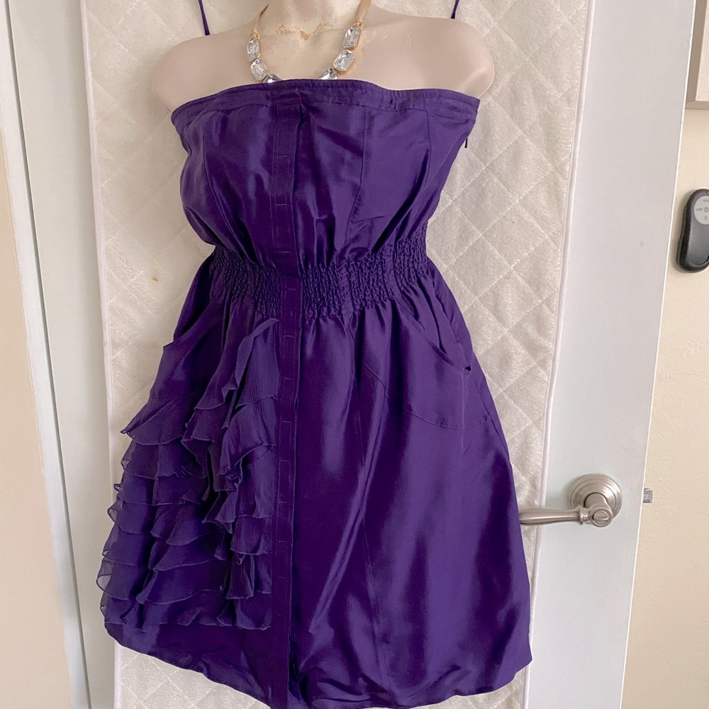 Modern amusement strapless purple dress